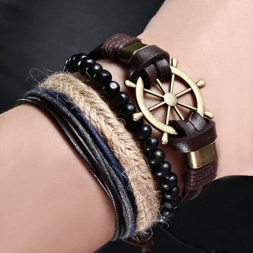 HI MAN Men's Leather Bracelets