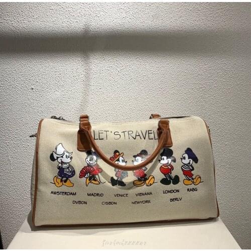 Disney Mickey cartoon canvas handbag Minnie ladies mens messenger bag large capacity shoulder bag