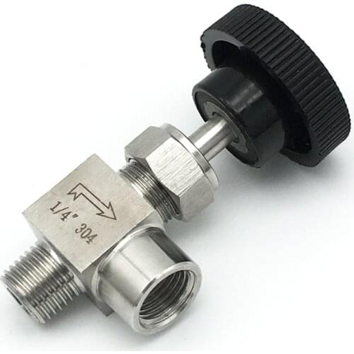 1/8" 1/4" 3/8" 1/2" BSP Female To Male Angle Needle Valve Crane Elbow 304 Stainless Flow Control Water Gas Oil 915 PSI