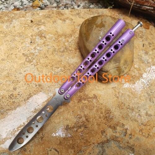 Theone Classic Butterfly Trainer Knife BM40 Trainer Knife Purple Gradient Colorful T4 Titanium Handle 440C Blade Bushing System
