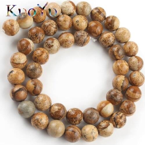Natural Stone Picture Jaspers Beads Round Loose Spacer Beads For Jewelry Making DIY Bracelet Necklace 15" inches 4 6 8 10 12 mm