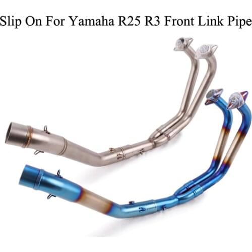 Motorcycle Full Exhaust System Escape Modified Front Middle Link Pipe Without Muffler 51mm Slip On For Yamaha YZF R25 R3 MT-03
