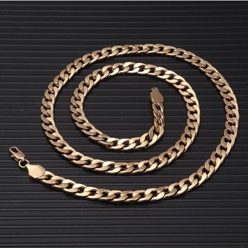 New Arrival Men Cuban Chain Gold Necklace Punk Minimalist Curb Link Chain Women Gold Filled Long Necklace DIY Jewelry Accessory
