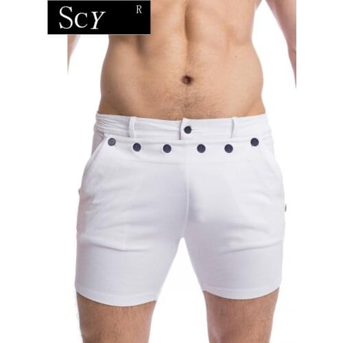 Mens Home Service Functional Button Flip Cover Adult Sexy Pants Mens Leggings Shorts