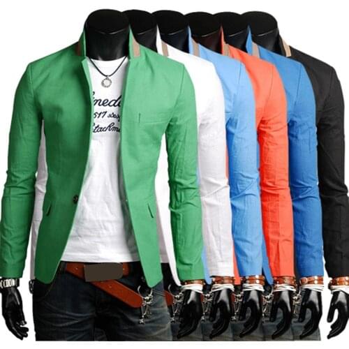 Men Autumn Solid Color Lapel Collar Button Pockets Decor Business Coat Blazer Mens Fashion Brand Jacket For Men handsome