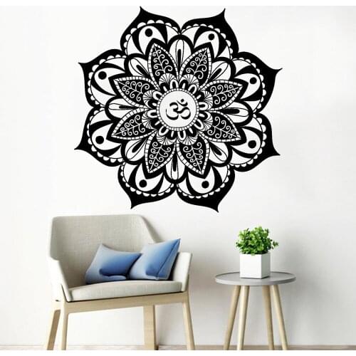 Mandala Wall Decal Boho Floral Nature Balance Yoga Vinyl Removable Sticker Home Decor Fitness Centre Meditation Room