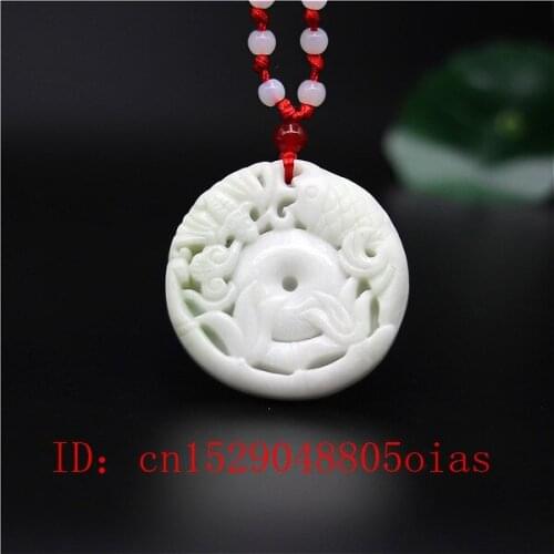 Natural White Chines Jade Bat Pendant Fish Necklace Charm Jewellery Fashion Accessories Carved Amulet Gifts for Women Men