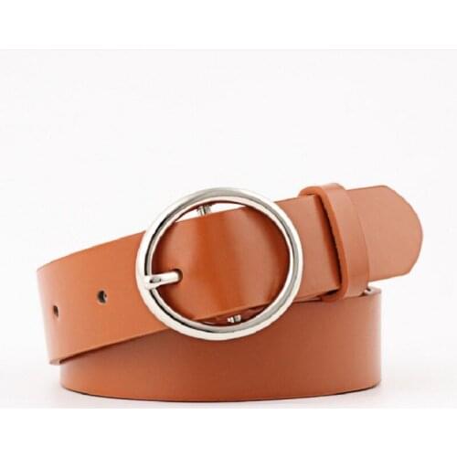 2018 New Designer Wide Pu Leather Waist Belt Ladies Oval Metal Circle Pin Buckle Adjustable Strap Waist Belts for Women Trousers