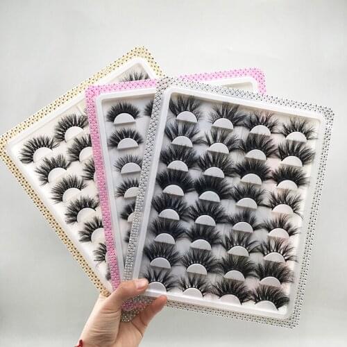 Wholesale 9/16 Pairs Lashes Tray Glitter Pearl Packaging 25mm 27mm 30mm False Eyelashes Natural 3D Mink Lashes