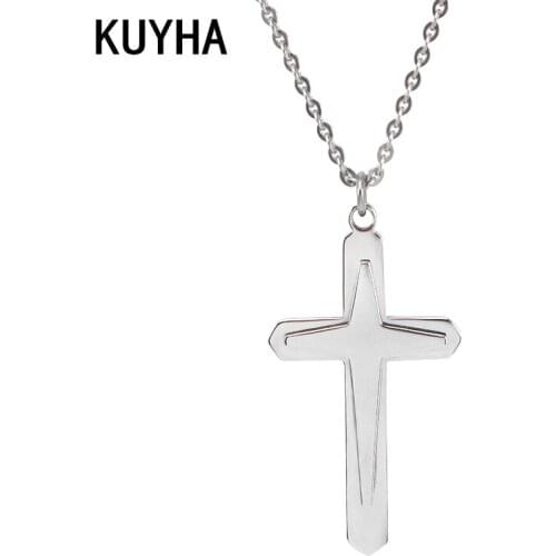 Cross Neckalce & Pendants with Stainless Steel Chain Link Women Mens Cool Jewelry 46.5CM Length