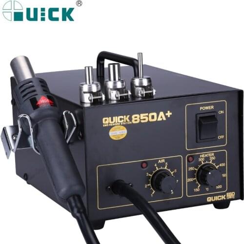 QUICK 850A+ 320W SMD Rework Station BGA Soldering Station Welding Desoldering Tools Hot Air Gun Heat Gun With 3pcs Nozzles