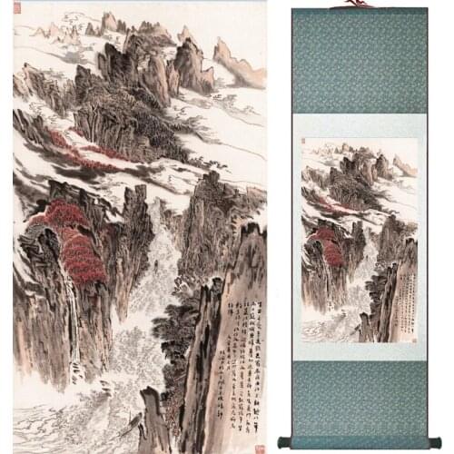 Landscape painting Home Office Decoration Chinese scroll painting mountain and River paintingPrinted painting060510