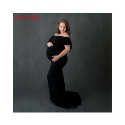 New Maternity Ruffle Dress For Photo Shooting black Dress Maternty Photography Props sleeveless Stretch Cotton Pregnant Dress