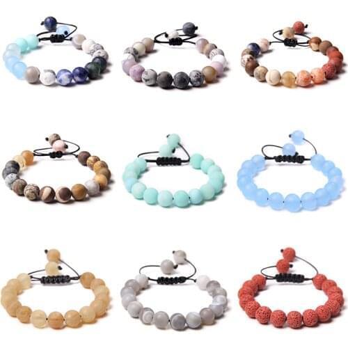 10MM Natural Stone Amazonite Agat Lava Jaspers Round Beads Braided Bracelet for Women Men Handmade Yoga Jewelry Gifts Pulseras