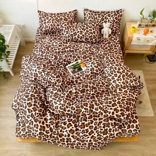 Leopard Print Home Living 3/4Pcs Bedding Sheet Pillow Case Duvet Cover Queen Size and King Size Bedding Sets