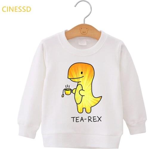Cute Dinosaur Cartoon Print Hoodies Girls/Boys TEA-REX Graphic Sweatshirt Kids Clothes Harajuku Kawaii Children Clothing T-Shirt