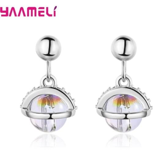 Wholesale European Fashion Woman Girl Party Wedding Gift Stud Earring Planet Rhinestone 925 Sterling Silver Pendientes