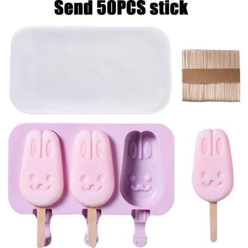 Silicone Ice Popsicle Mold Cute Cartoon Ice Cream Maker Mould With Sticks DIY Homemade Ice Lolly Mold Jelly Form Maker