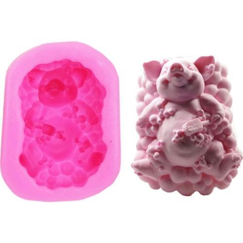 Silicone Mold for Soap making 3D Silicone Soap mold DIY New Bathing Pig Craft Art Silicone Soap molds Handmade Candle