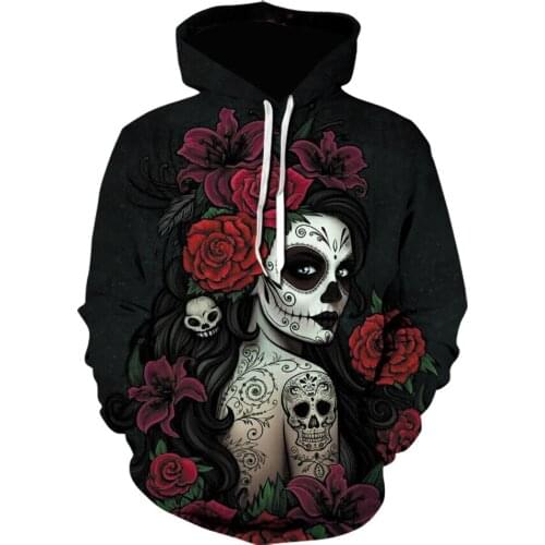 3d hoodie skull sweatshirt mens rose hoodie cartoon color womens sweatshirt printing rock hoodie casual hip hop 3d printing
