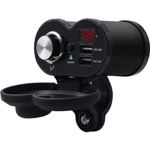 Motorcycle Waterproof Cigarette Lighter Socket with Dual USB Charger Voltmeter ON/OFF Switch Car Cigarette Lighter Socket Outlet