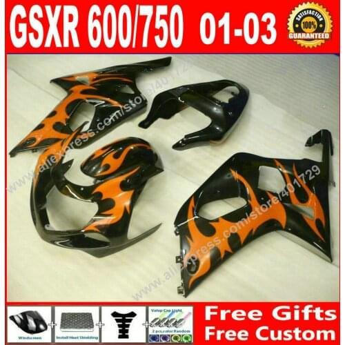 High grade Fairings for 2001 2002 2003 black with orange SUZUKI GSXR 600 750 gsxr600 gsxr750 01 02 03 fairing kits 7 gift LV04