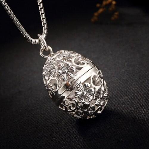 925 Sterling Silver color Vintage Hollow Flower Pendants for Necklaces Women Accessories Thai Silve color Jewelry Can Be Opened