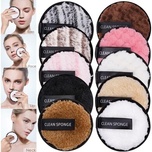 1/3Pcs 8cm Reusable Makeup Remover Discs Skincare Microfiber Washable Cleansing Sponge Make up Wipes Facial Cleansing Towel