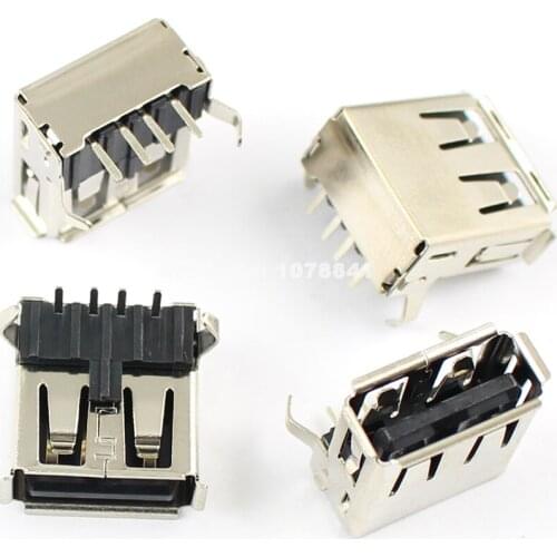 10pcs USB 2.0 A Type Female Right Angle PCB Socket Connector DIY