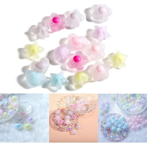 20-50Pcs Acrylic Spaced Beads Transparent Pentagram Flower Heart Shape Beads For DIY Necklace Earrings Jewelry Making Supplies
