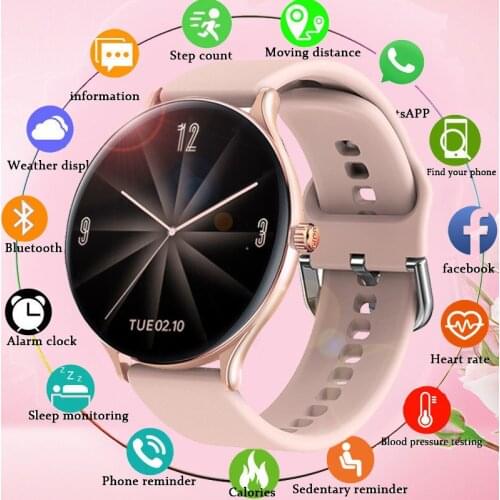 2021 New Full Screen Touch Ladies Smart Watch Waterproof Bracelet Heart Rate Monitoring Sleep Monitoring Smart Watch For Phone