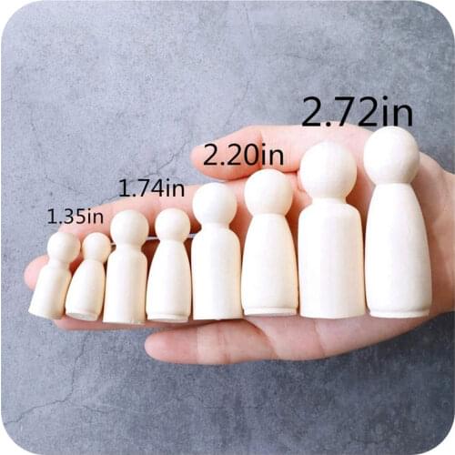 50Pc 43mm/35mm Wooden Peg Doll DIY Craft Handmade Blank Female Male Unpainted Figures For Diy Wood Crafts Baby Toys Home Deco
