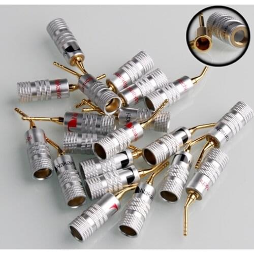 8PCS 2mm Acicular Banana Plug 24K Gold Nakamichi Speaker Pin Angel Speaker wire Screw Lock Connector For Musical HiFi Audio