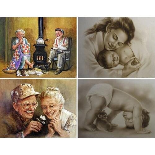 Full Square/Round Drill 5D DIY Diamond Painting "Mother and child" 3D Diamond Embroidery "Old man" angel home decoration FG1569