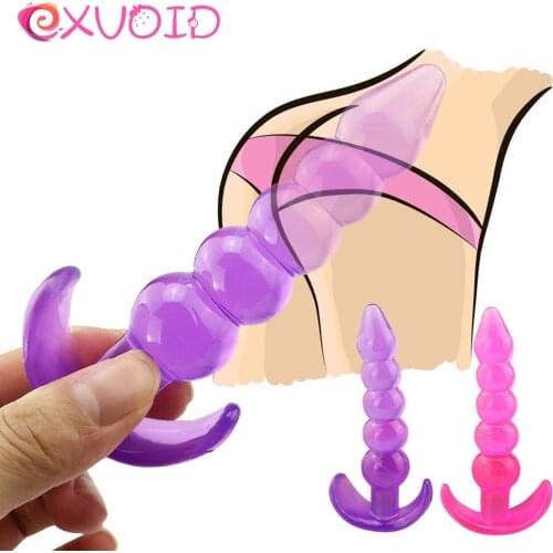 EXVOID Anal Beads Butt Plug for Beginner Vagina Open Prostate Massager Erotic Toys Sex Toys for Men Women Silicone Anal Plug