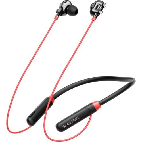Wavefun Flex U Dual 8mm Speakers Bass Earphones Bluetooth 5.0 Wireless Headphones 10 Hours Music Time Fashion Design with Mic