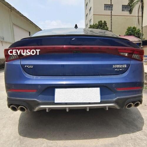 CEYUSOT FOR Spoiler Accessories NEW Kia Optima K5 CAR Trunk PU Material Rear LIP Black WING Tail Decoration Body Kit 2020 2021