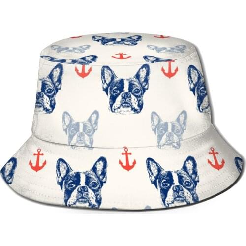 CINESSD New Fashion Bucket Hats Fisherman Caps For Women Men Gorras Summer French Bulldog Pattern