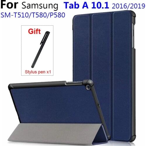For Samsung Tab A 10.1 2019 SM-T510 T515 Tablet PU Leather Case Tab a 10.1 2016 T580 T585 P585 Adjustable Folding Stand Cover