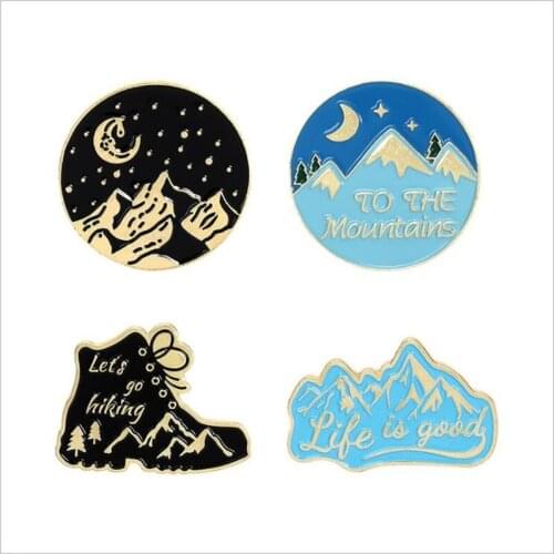 Outdoor Travel Hiking Shoes Enamel Brooch Hiking Mountain Adventure Exquisite Badge Pin Backpack Collar Anti-Fade Cartoon Buckle