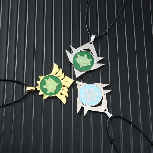 Game Genshin Impact Necklace Metal Eye of God 7 Element Pendant Leather Rope Chain Choker Necklaces Charm Gifts Jewelry collares