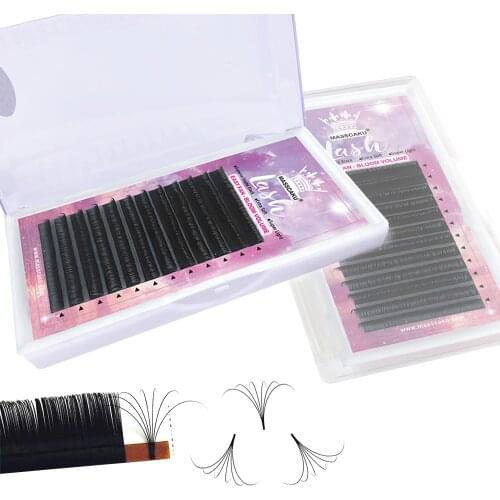 MASSCAKU Easy Fanning False Eyelash New Techinology 0.07 Thickness 1 Second Blooming Fake Lashes Extensions for Lash Building