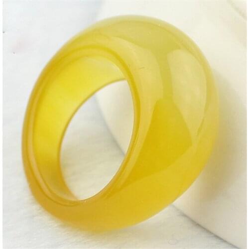 Genuine green yellow agate jade ring crystal chalcedony rings men women rings jade jewelry lucky stone jade finger ring brand
