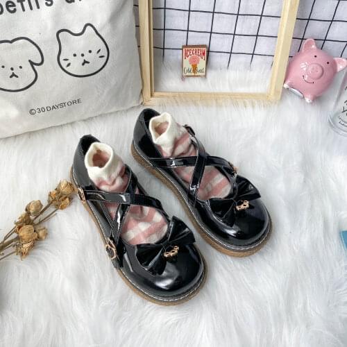 Lolita Japanese JK soft sister small leather shoes spring and summer new wild retro round toe bow ladies single shoes