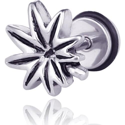 Small Punk Earrings Stainless Steel Leaf Stud Earrings For Men Women Unisex Party Earrings Jewelry Wholesale