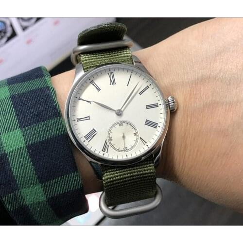 44mm no logo Enamel White dial Asian 6498 17 jewels Mechanical Hand Wind movement Mens Mechanical watches GR137-20