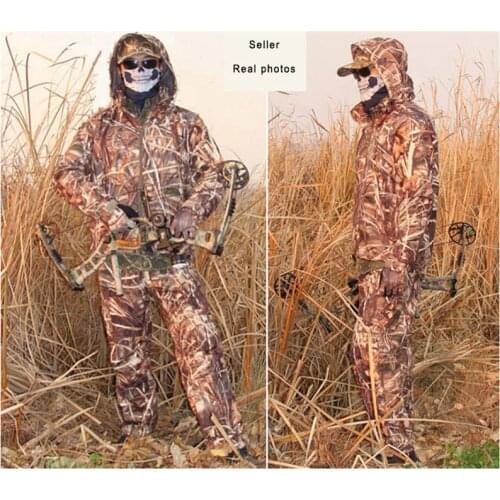 Men Waterproof Resistant Windproof Sedge Reed bulrush Pattern Ghillie Suit Hunting Clothes suitable for hunting wild goose