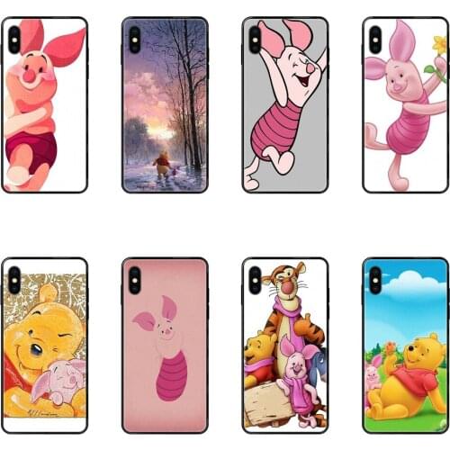 Piglet Youth Girls Black Soft TPU Phone Cover Case For Redmi Note 4 5 5A 6 7 8 8T 9 9S Pro Max