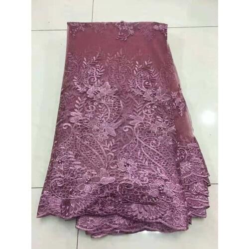 Newest African Lace Fabric, 3D Lace Fabric Onion Color High Quality Lace, Nigeria Lace Fabric For Aso Ebi M31223