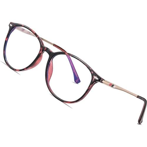 AOFLY BRAND DESIGN Round Blue Light Blocking Glasses Women Men Myopia Prescription Eyeglasses Alloy Temple Optical Eyewear Frame